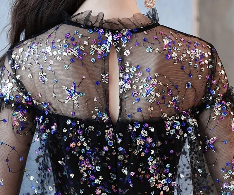 Черное короткое платье «косичка», платье с пайетками, цвет маленькая, Vestido Fiesta, Новое поступление, коктейльное платье,, выпускной, TS635