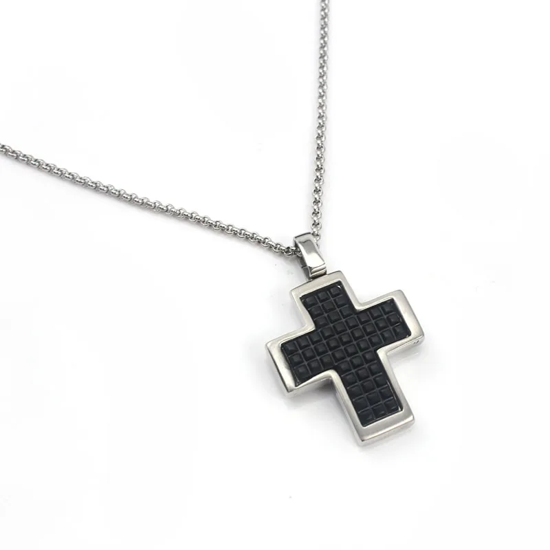 Ожерелье с подвеской крестом мужское ювелирное изделие в двух тонах цвет