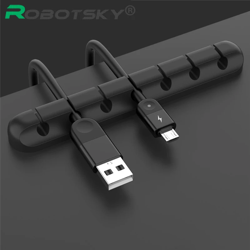 Держатель кабеля USB силиконовый органайзер для гибкого зажимы управления