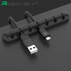 Держатель кабеля USB, силиконовый органайзер для кабеля, гибкая намотка кабеля, зажимы для управления, держатель для мыши, клавиатуры, наушников, гарнитуры