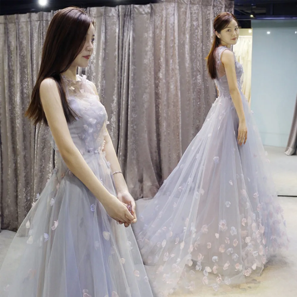 ANTI Princess Newest Sleeveless Flower Formal Evening Dresses Long 2019 Fashion Beach Party Gowns 3D Flowers Woman Vestido Longo | Свадьбы и