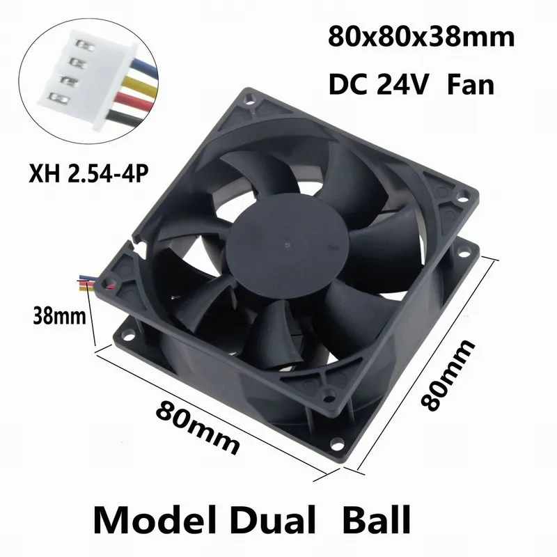 

Gdstime 20 Pieces DC 24V PC Case CPU Radiator 80x38mm Ball Bearing Computer Cooling Fan 80mm x 38mm Brushless Fan 4 Pin 8cm 8038