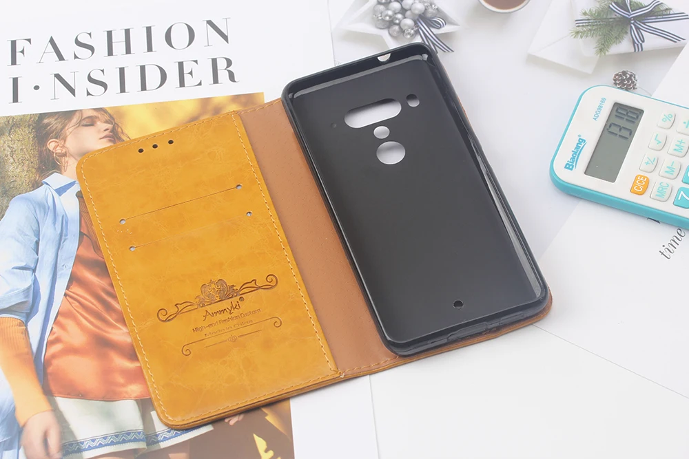AMMYKI 6,0 'для htc u12+ чехол высокого класса простая мягкая пу любовь логотип флип кожаный чехол s 6,0' для htc u12 plus чехол Чехол