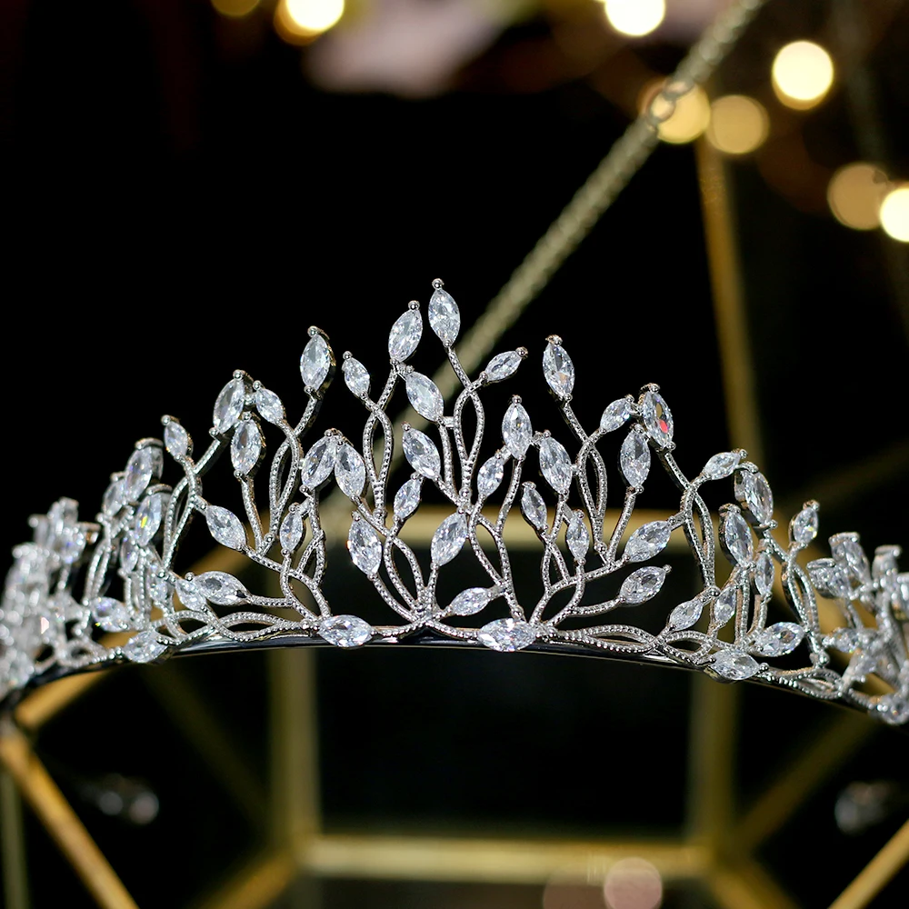 Alta calidad novia кубический цирконий boda тиара Корона banquete bola vestido de boda accesorios de joyeria