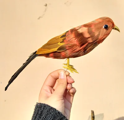 

beautiful feathers Chinese Hwamei artificial bird about 22cm feathers bird handicraft,prop,home garden decoration gift p2770