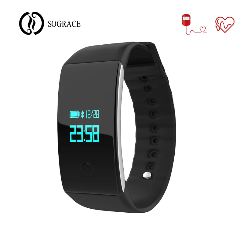 Sograce Smart Напульсники монитор сердечного ритма Фитнес Браслет Шагомер Bluetooth Android