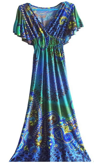 Женская летняя Длинная пляжная одежда богемная бабочка рукав с резинкой в талии