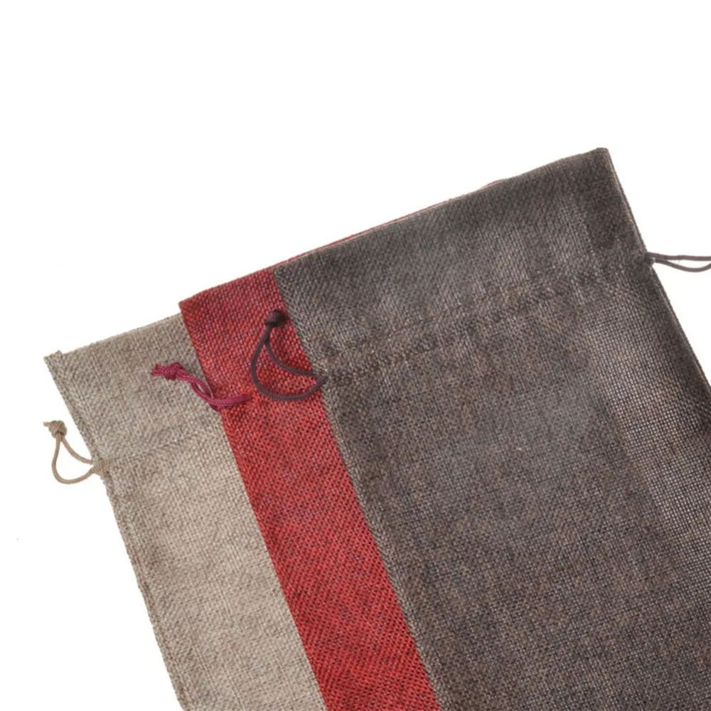 10 шт./лот джутовые мешки для винных бутылок чехлы шампанского льняные подарочные