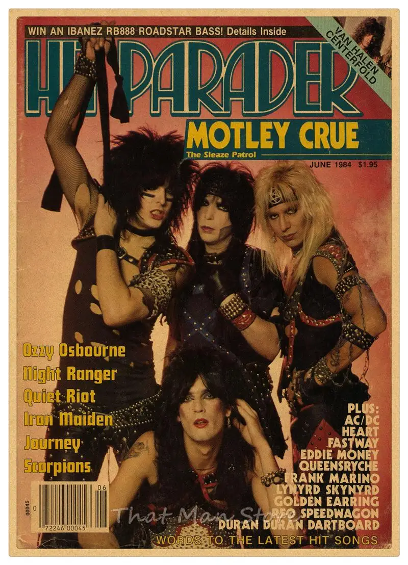Motley Crue винтажная Ретро рок-группа музыкальная гитара матовая крафт-бумага античный плакат Настенная Наклейка домашний декор 42*30 см
