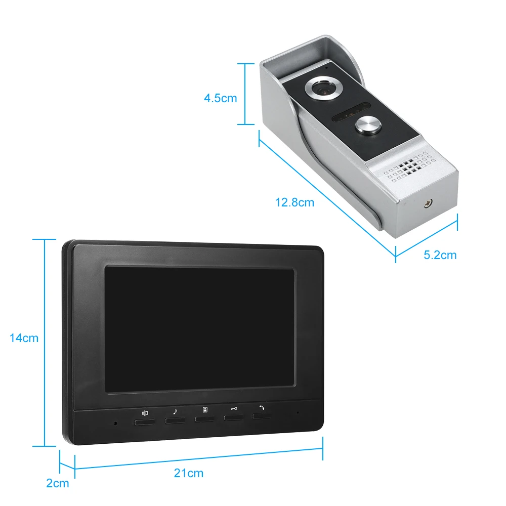 XINSILU New Arrival 7&quotTFT Wired Color Video Door Phone Indoor Monitor+Rainproof Outdoor Camera Visual Intercom Remote Unlock 1V1 |