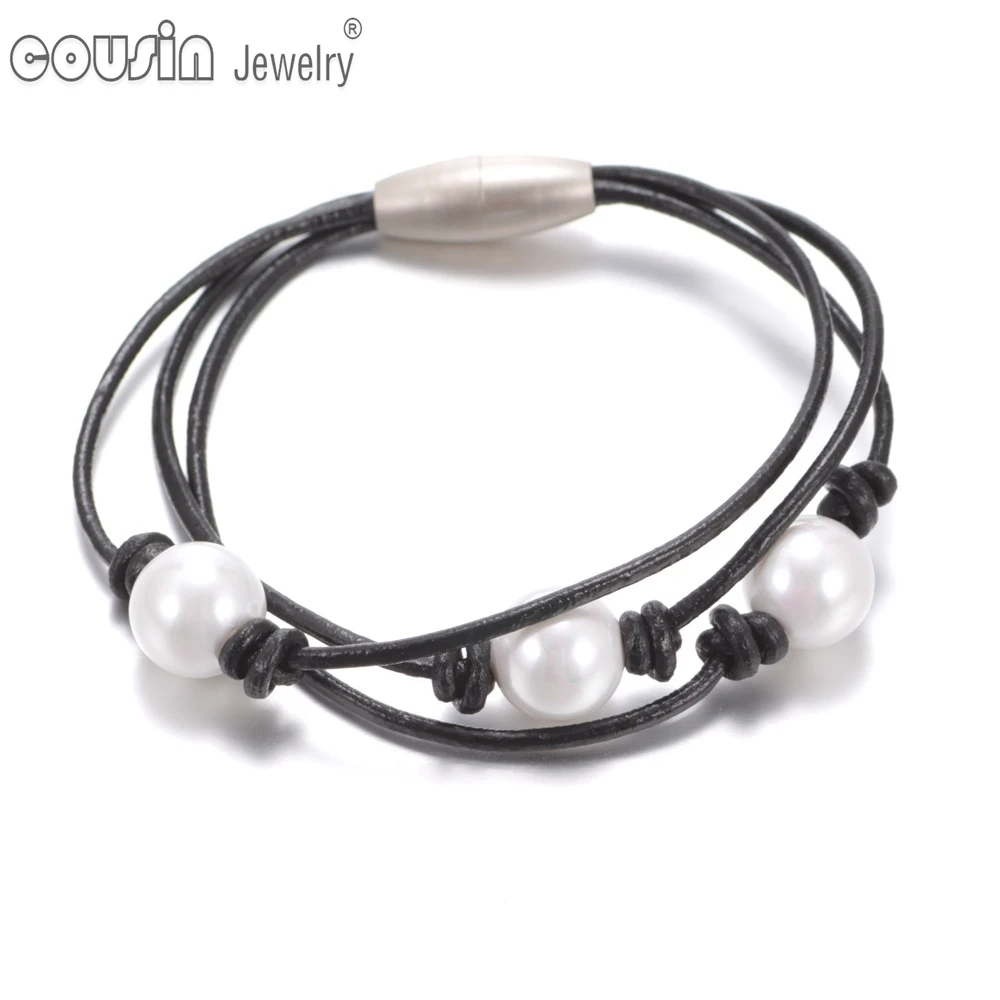 Новые поступления, горячая распродажа Жемчужный кожаный браслет множество стилей Имитация Ручной работы Натуральный кожаный шнур Ювелирные изделия SZ0371a/b.