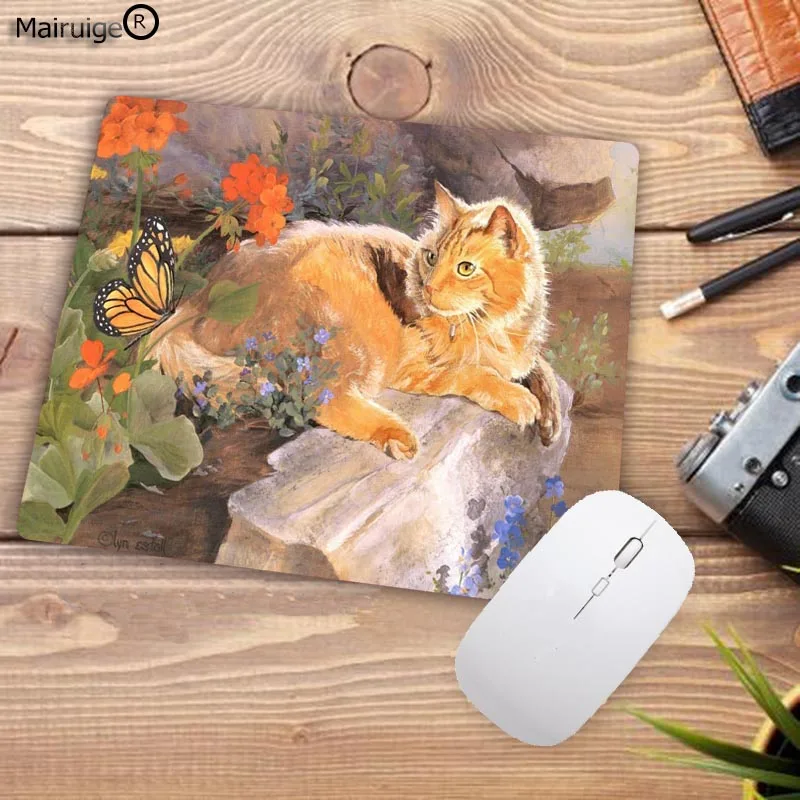 Игровой коврик для мыши Mairuige резиновый маленького размера с милыми кошками и