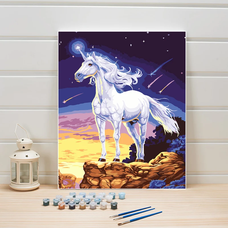 DIY Краска для рисования по номерам 40x50 см лошадь мультфильм животное на холсте Ручная роспись настенные картины для детской комнаты украшения художественные работы
