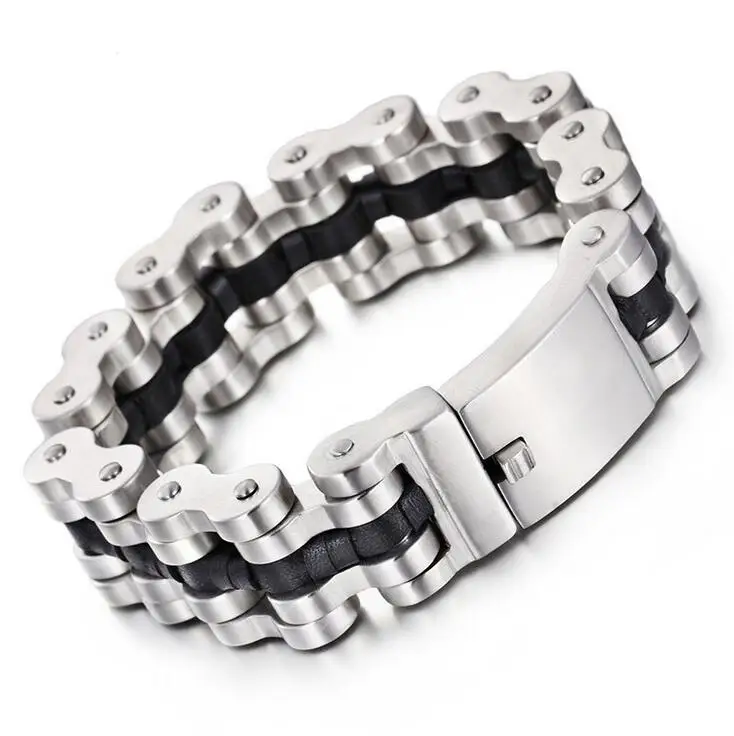 Тяжелый вес 22 мм широкий в стиле панк мужские Байкер Мотоцикл Серебряный браслет
