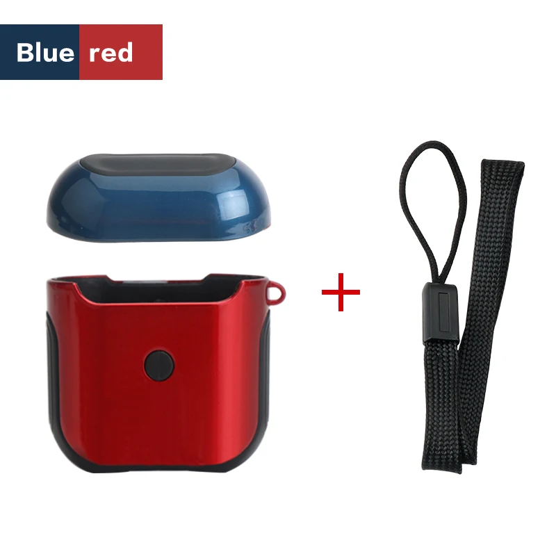 Red blue IKSNAIL для Airpods чехол с беспроводной Bluetooth чехол для наушников для Apple Air Pods чехол для наушников чехол для Airpods 2 - Цвет: Red blue