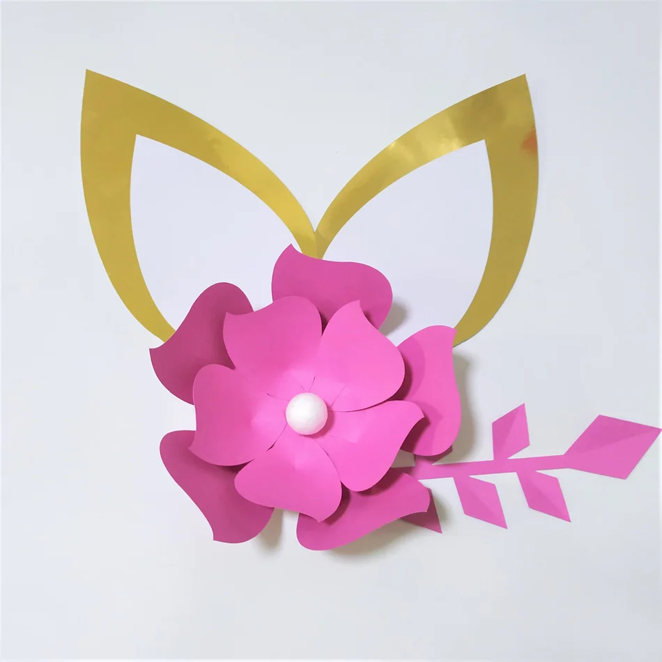 Cardstock набор оранжевых легких бумажных цветов сделай сам с ушками и листьями для