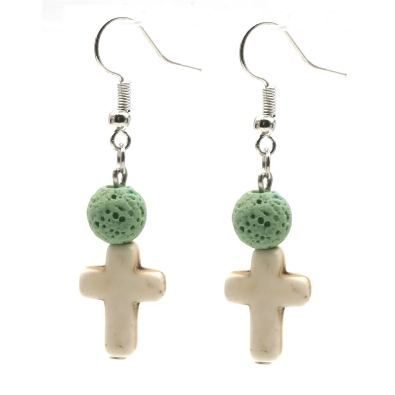 Подвески с белым крестом 8 мм красочный вулканический лавовый камень