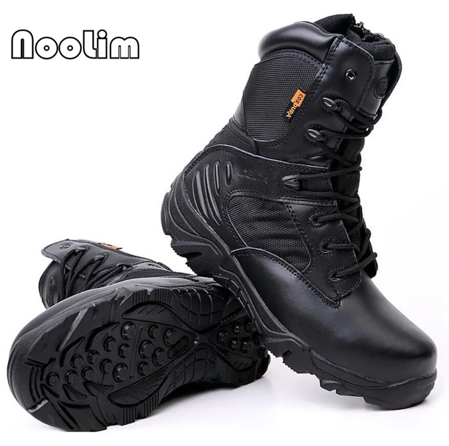 Hightop Black Сезон зима-осень; мужские качественные брендовые кожаные ботинки в стиле милитари; специальные тактические ботинки для пустыни; ботинки для улицы; зимние ботинки - Цвет: Hightop Black