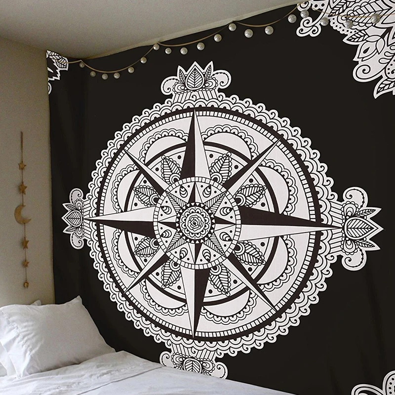 Черный фон геометрический симметричный Графический гобелен популярный гостиная