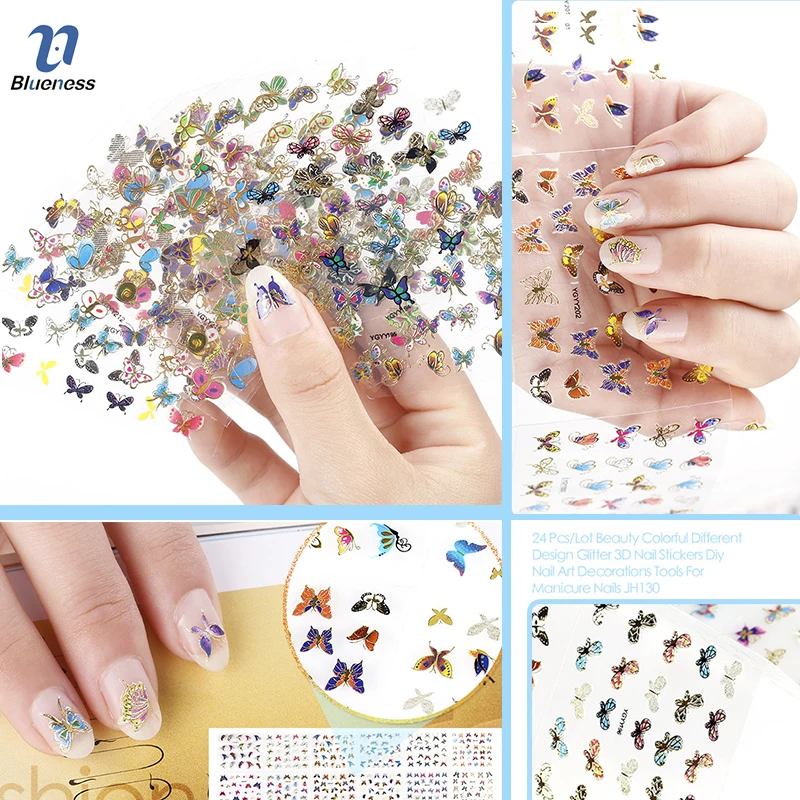 наклейки на ногти 24 Лист Ногтей Наклейки в 1 Большой Размер для ногтей Листа Луна