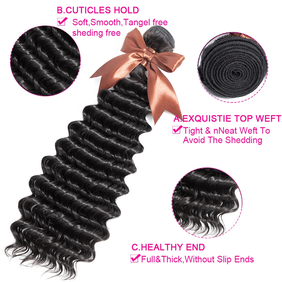 Листок клевера 3 Связки с синтетическое закрытие волос Малайзии не волосы remy