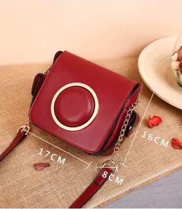 Сумка на плечо для камеры Маленькая женская мессенджер цепочке Кожаный саквояж с