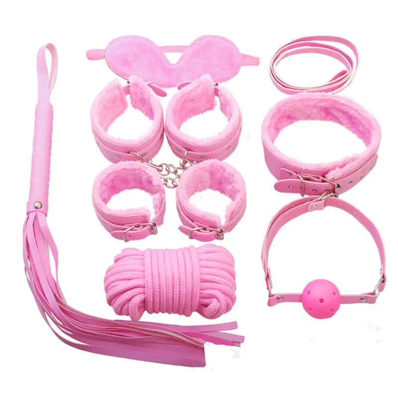 7 шт./компл. Набор для бондажа кожа игрушки взрослых игра в рабство см ошейник