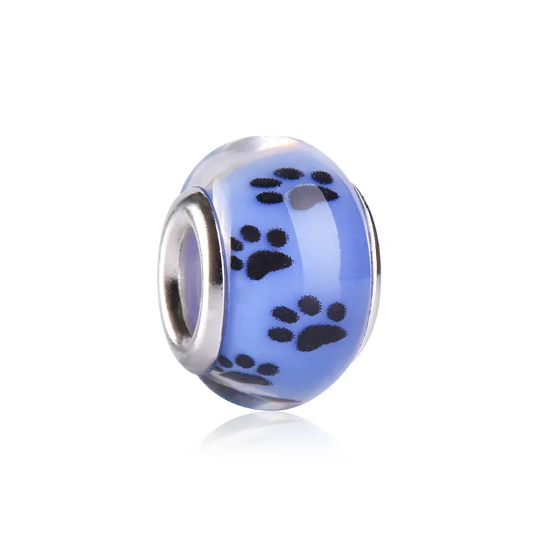 50 шт. кавайные пластиковые бусины с принтом лапы животных разделители для