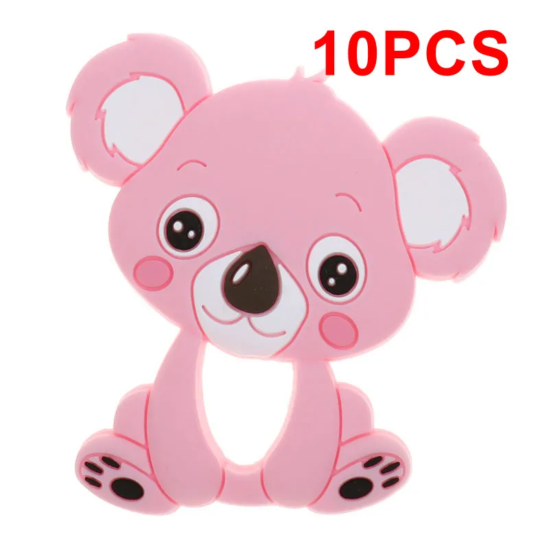 Koala-Rouge Pink Bpa бесплатно 10 шт. милый динозавр силиконовая Детская Подвеска-Прорезыватель для зубов ожерелье коала Дракон пищевой подарок для кормления Единорог енот - Цвет: Koala-Rouge Pink