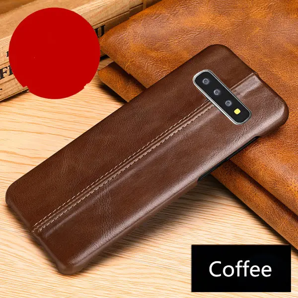 coffee S10 из натуральной кожи чехол для samsung Galaxy S10 плюс натуральная кожа задняя крышка для samsung Galaxy s10e шитья кожи с откидной крышкой - Цвет: coffee