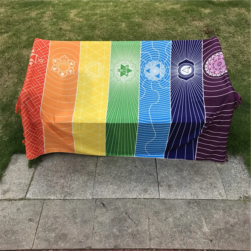 Богемный настенный подвесной Индийский одеяло с мандалой 7 Чакр цветной гобелен