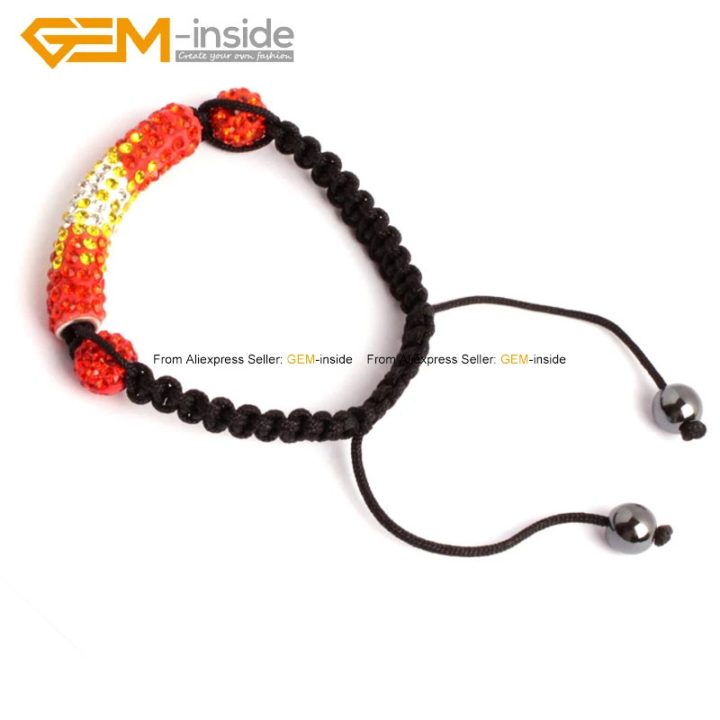 Colorful Shambhala Tube Beads Bracelets CZ Crystal Pave Fashion Jewelry For Women Adjustable Length 7.5inch | Украшения и