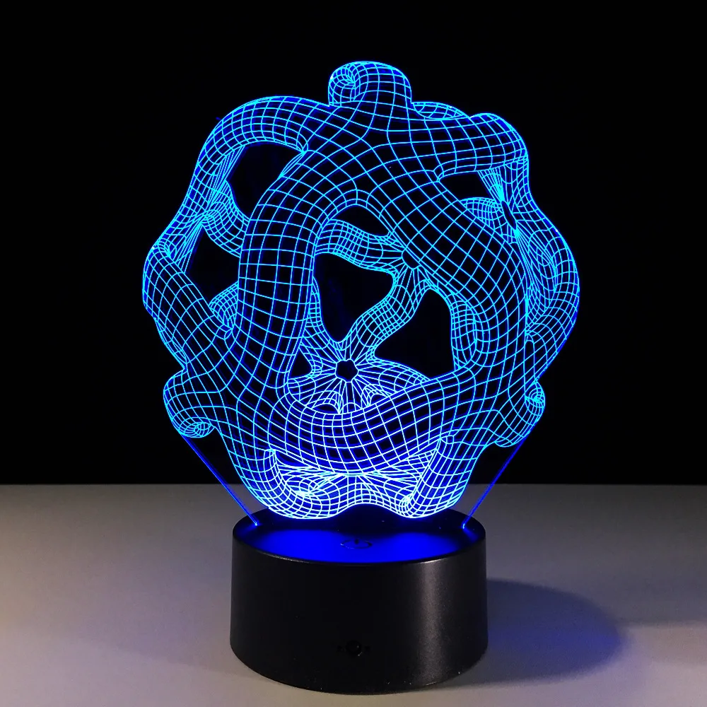 

Geometric 7 Colors Changing Light 3D Visual LED Night Light USB Novelty Table Lamp as Home Decor Bedside Lamp For Kid's Gift