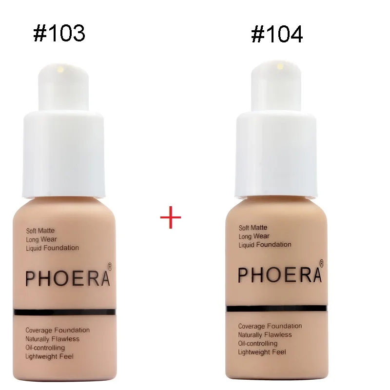 103-104 Phoera 2 шт./компл. жидкое покрытие Тональная основа для лица база крем ярче увлажняющий крем минеральная, полное покрытие, тональный макияж TSLM1 - Цвет: 103-104