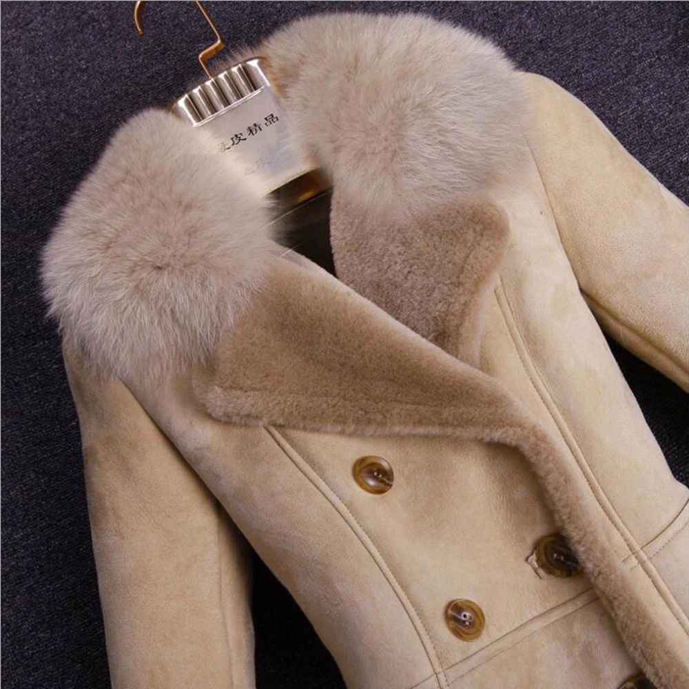 2021 Для женщин длинные натуральным мехом сдвига шуба из натуральной овечьей кожи