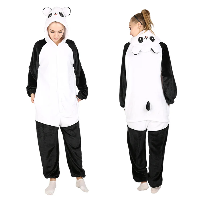 panda 1 KIGUCOS, новинка, мультяшная Пижама, единорог, все в одном, с капюшоном, звезда, единорог, животные, пижамы для женщин, теплая, милая Пижама Пегас - Цвет: panda 1