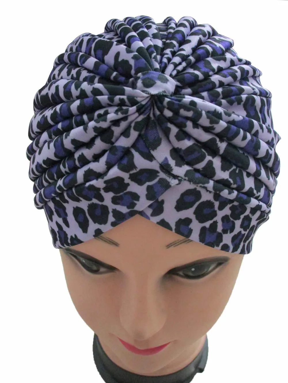 Женская растягивающаяся шляпка тюрбан с леопардовым принтом в индийском стиле