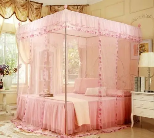 Противомоскитная сетка с 4 углами высокой высоты QC Post Bed Canopy Размер Twin XL Full Queen Cal King