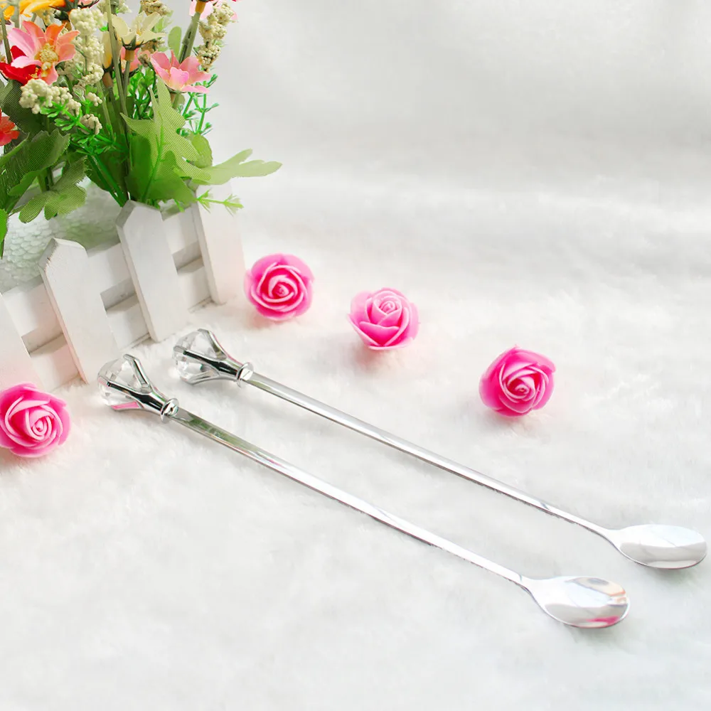 2 шт. мороженое Чай Кофе ложка c длинной ручкой ложка Нержавеющая сталь ромбов ложка, столовые сервизы