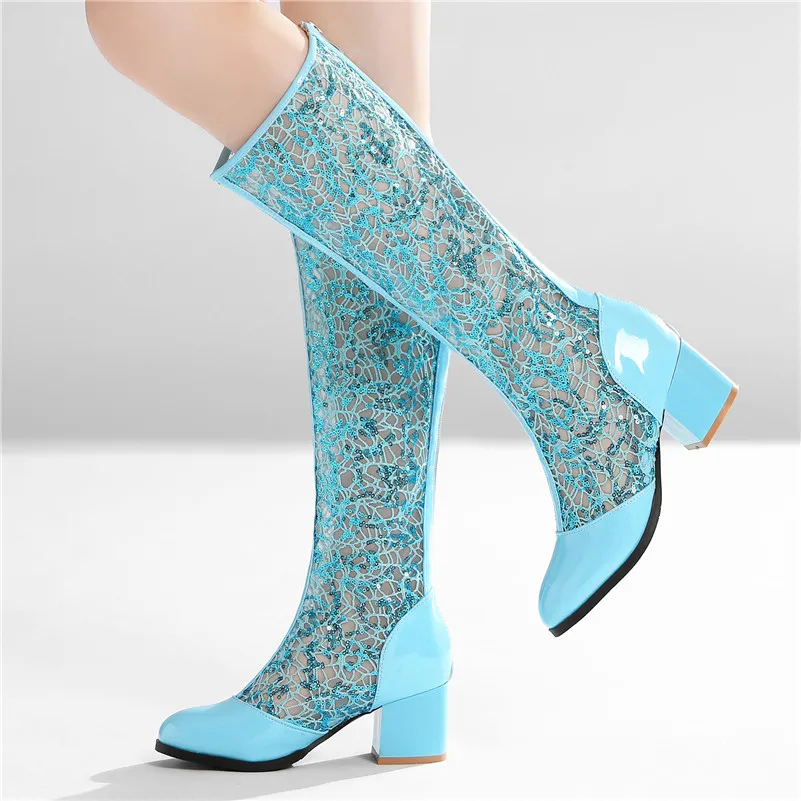 Женские ботинки до середины икры FEDONAS однотонные из дышащей сетки с задней