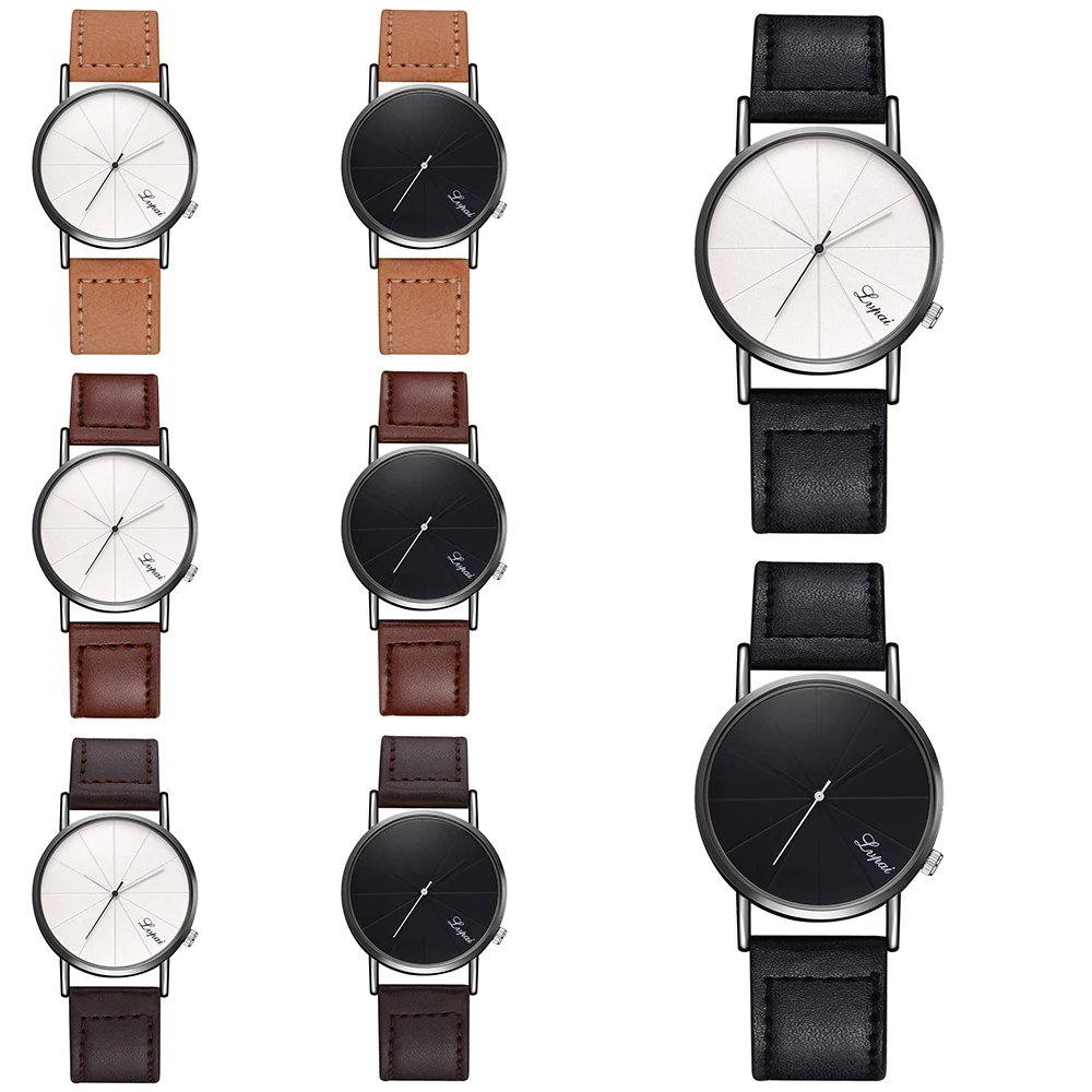 Reloj Lvpai модные с большим циферблатом военные кварцевые мужские часы кожаные