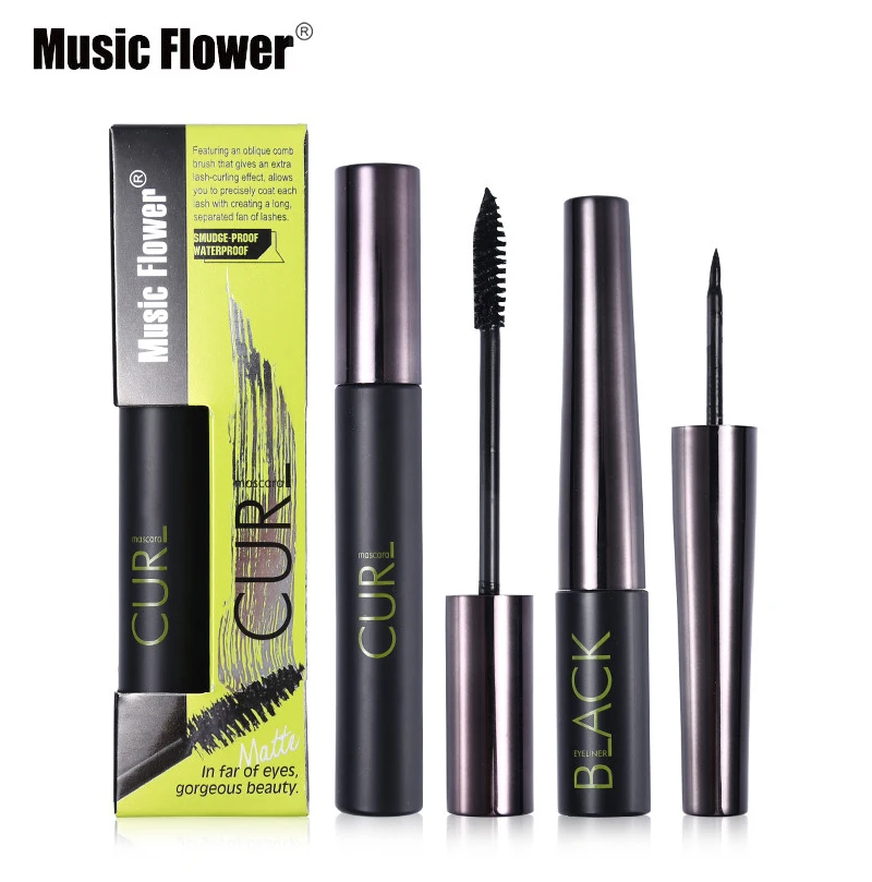 Music Flower черный набор туши для ресниц устойчивый к пятнам Экстра щипцы для завивки волос Идеальный воды-доказательство Стойкая подводка для глаз Косметика