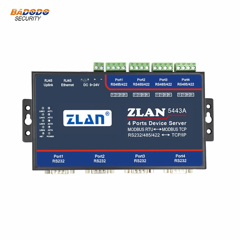 ZLAN5443A 4 порта RS232 RS485 RS422 к Ethernet TCP IP конвертер Modbus RTU шлюз серийное устройство