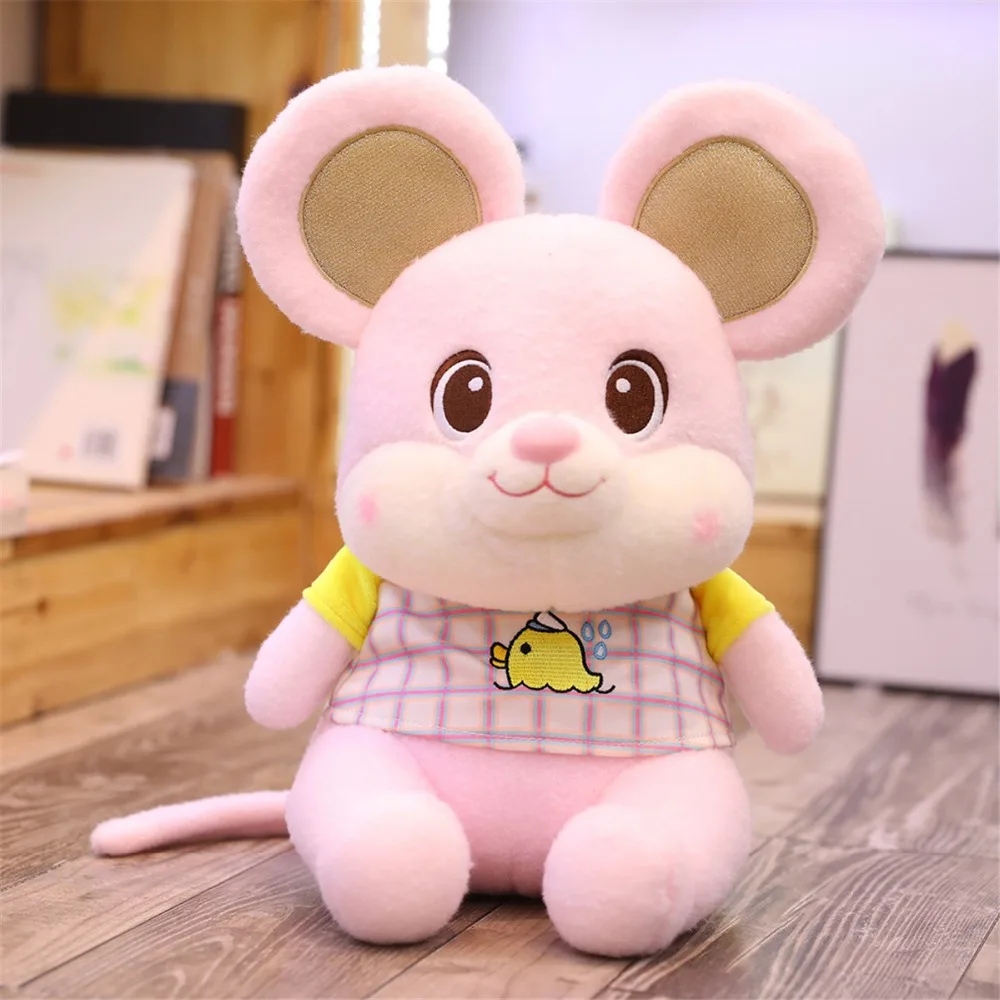 1 шт., новинка, Kawaii mouse, плюшевая кукла, высокое качество, мягкая в ношении мышь, фигурки животных игрушечные, детские подарки на день рождения, Рождество