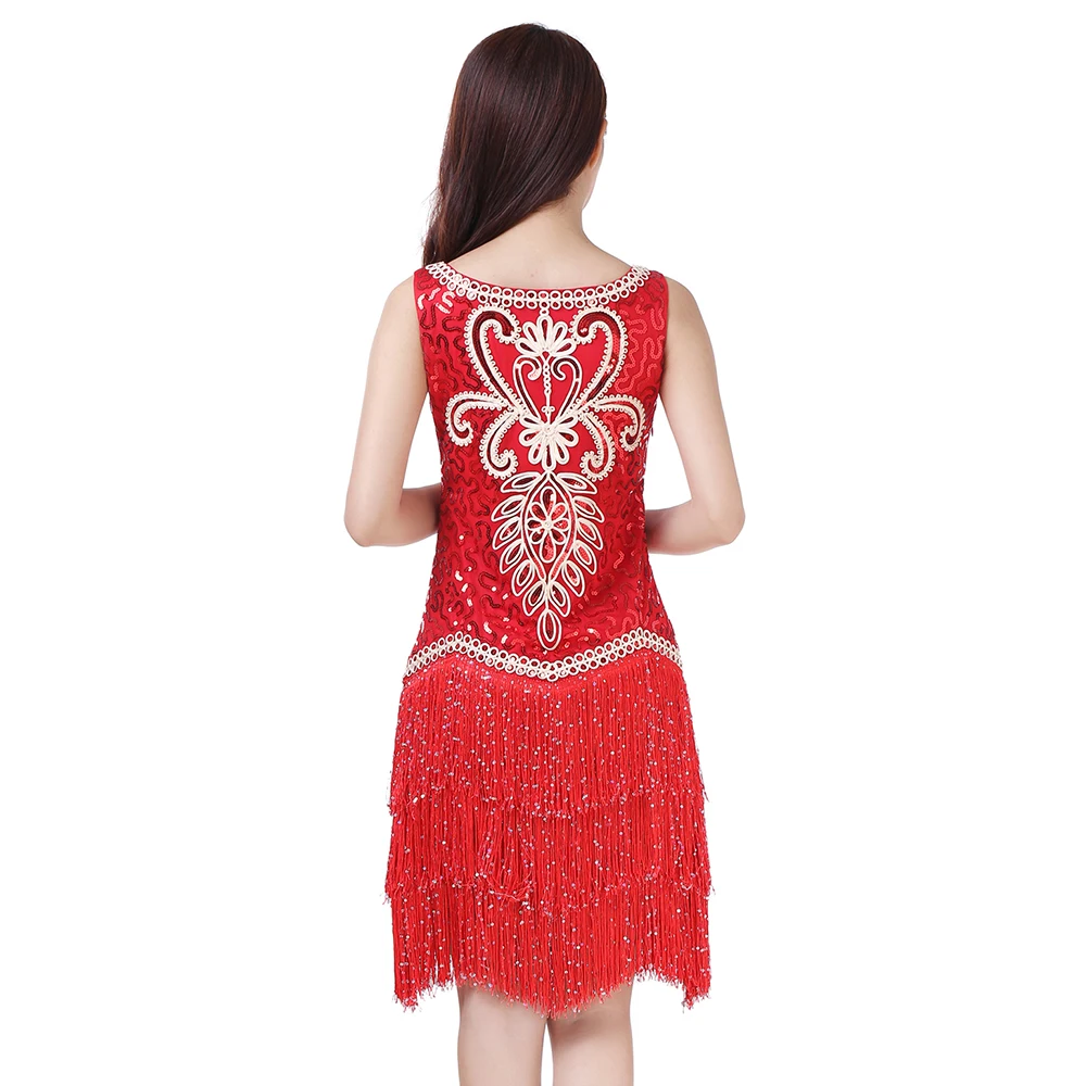 2017 новая детская Одежда для танцев с блестками платье кисточками женщин один