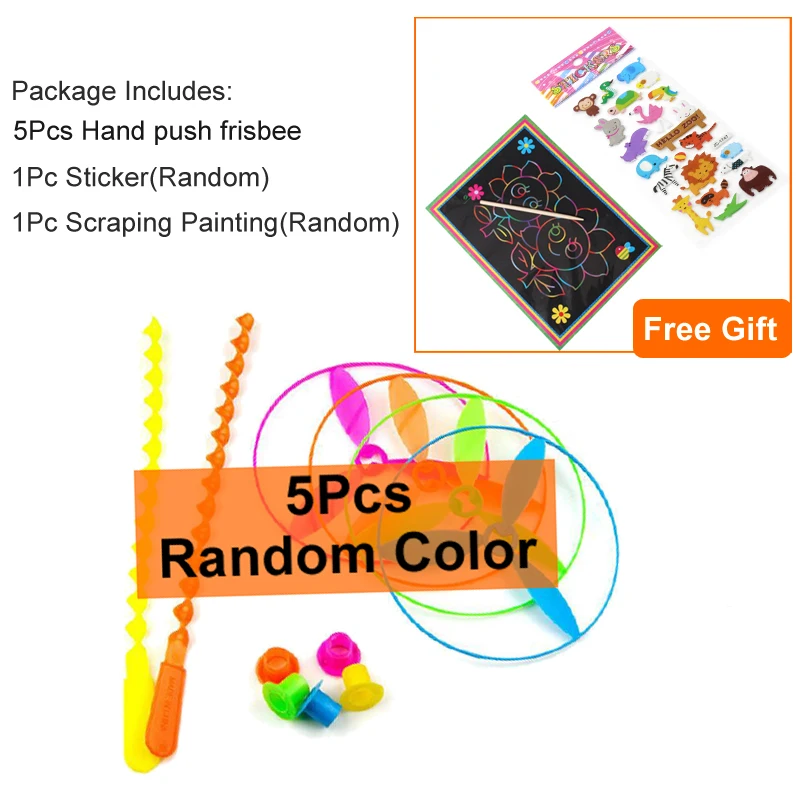 5FXZ 1TZ1GGH 10Pcs/5Pcs Children Outdoor Bamboo Dragonfly Plastic Handle UFO Toy Fairy Flying Saucer Flying Ourdoor Toys for Children GYH - Цвет: 5FXZ 1TZ1GGH