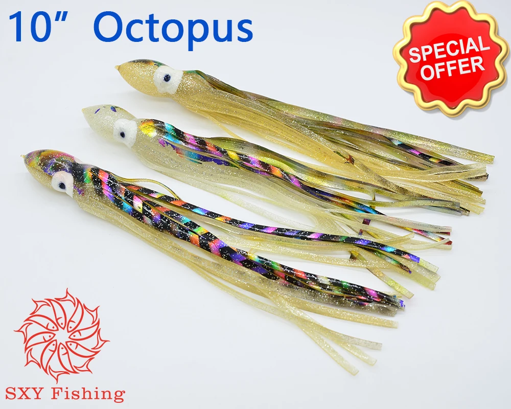 

SXY FISHING 10 Inch Octopus Squid Seawater Fishing Bait Trolling Bait Bionics Squid Lure Bionics Octopus Bait Multiple colors 1