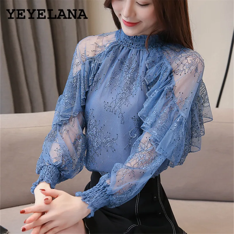 Женская кружевная блузка рубашка 2019 Новые Элегантные повседневные женские топы