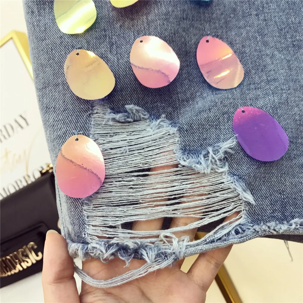 Футболка с пайетками и Джинсовые шорты Комплект из двух предметов жилет