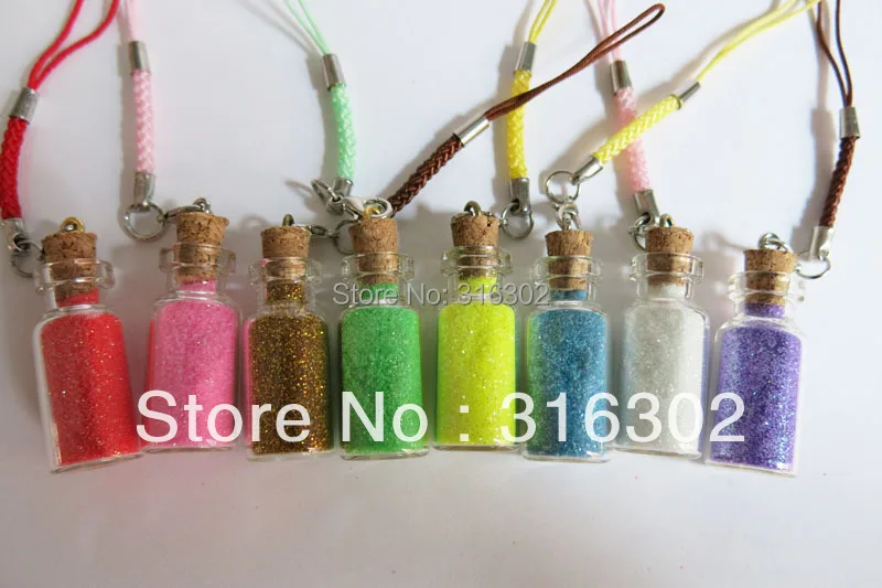Новое поступление 50 разноцветных подвесок в стеклянную бутылку с блестками и